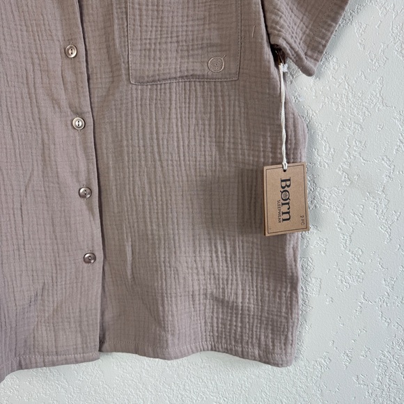 Born Taupe Short Sleeve Pajama Top - Picture 4 of 6
